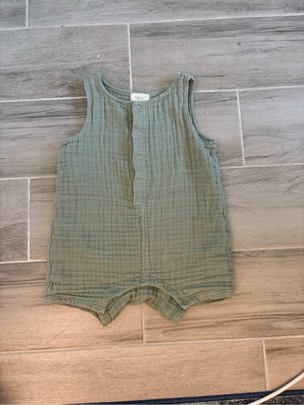 Lullabee Organic Crinkle Gauze Bubble Romper Sage Olive Green 12-18 Months